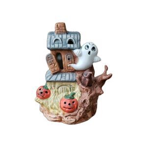 Vintage Price Products Ceramic Halloween Haunted House Ghost Owl No Light